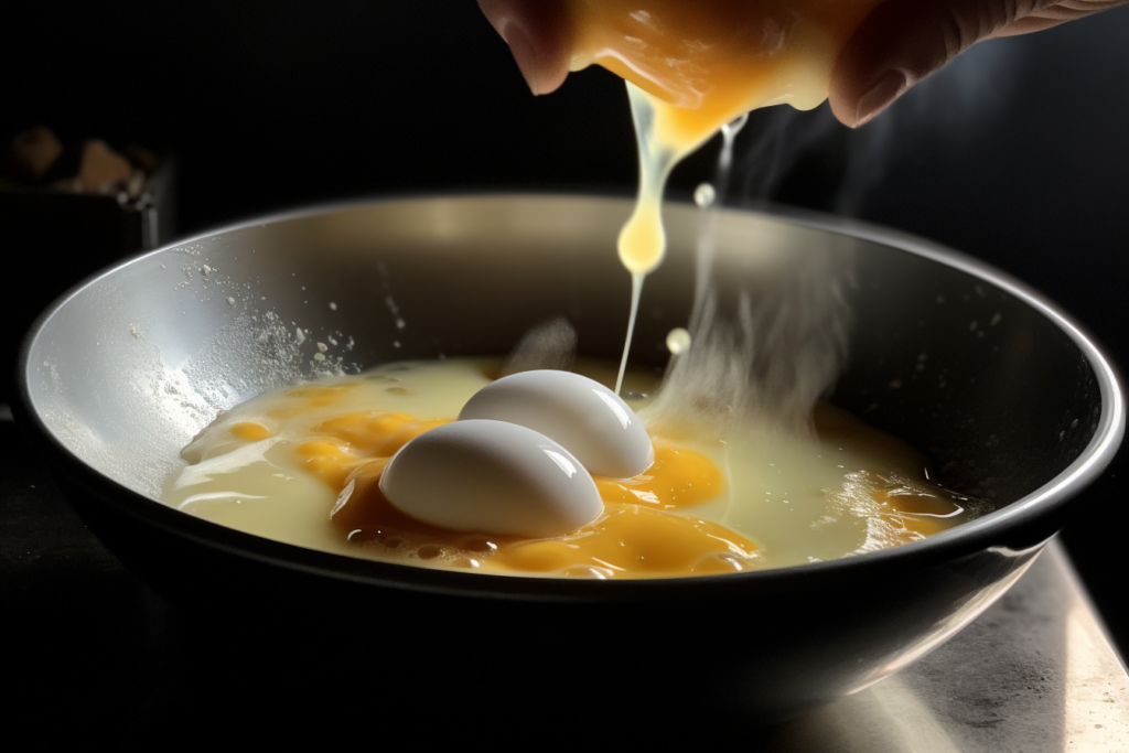 Mixing egg yolks and sugar for Crème Brûlée custard base.