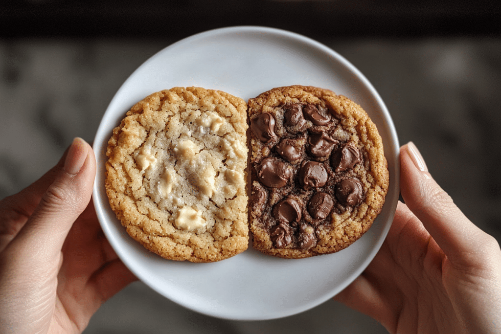 Make Cookies Chewy Instead Crunchy: Expert Tips ! 1 Side-by-side comparison of a chewy cookie and a crunchy cookie showing texture differences.