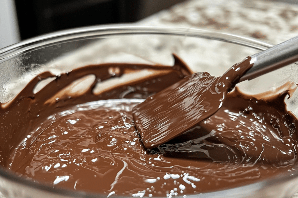 How to Make Chocolate Bars Hard: Expert Tips and Techniques 1 Chocolatier tempering chocolate on a marble slab using a spatula.