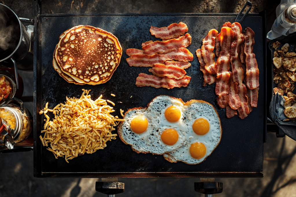 What's Good to Cook on a Blackstone Griddle? Top Recipes & Tips 1 u3599338823 Photorealistic hyperrealistic overhead shot of a 5f4a8722 c7bf 4976 9e8b 429511505f02 0