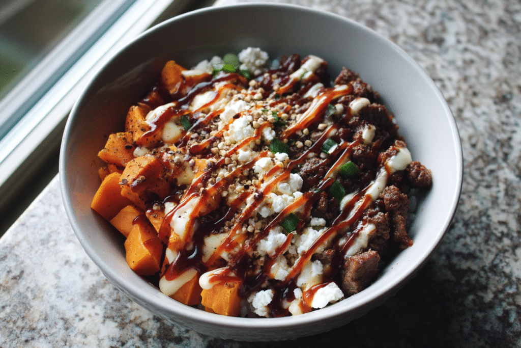 Viral Beef Cottage Cheese Bowl: A Delicious TikTok Protein Sensation 7 assembling viral beef cottage cheese bowl