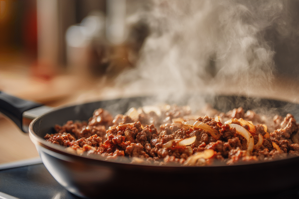 Ground Beef Hobo Casserole: Classic, Cheesy, and Easy to Make 6 Browning ground beef for hobo casserole