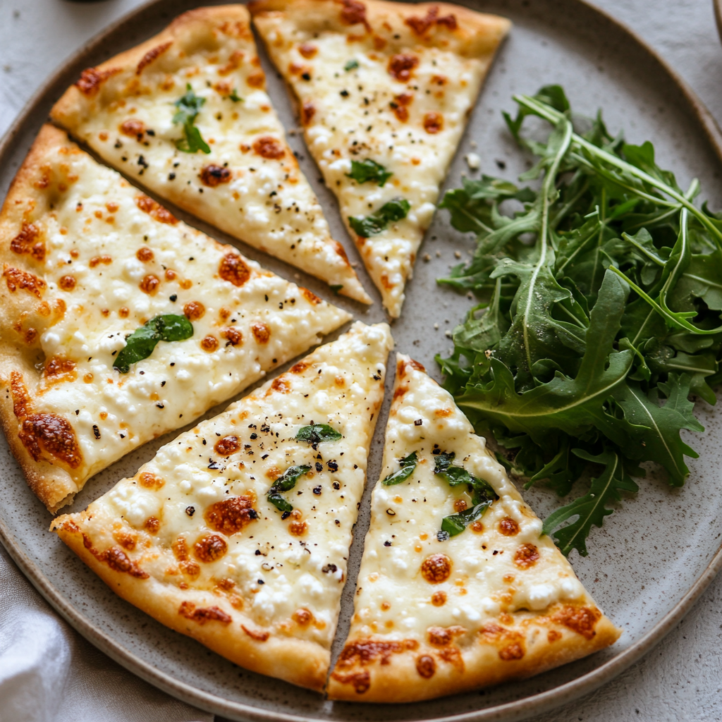 Cottage Cheese Pizza – High Protein, Creamy & Melt-Free Magic 7 Cottage cheese pizza with salad