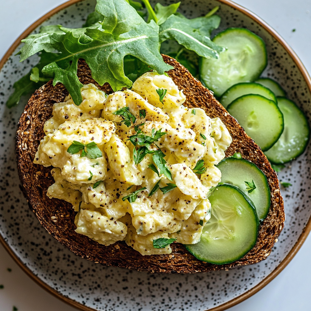 Cottage Cheese Egg Salad – High-Protein, Creamy & Mayo-Free 7 Egg salad on toast with cucumber